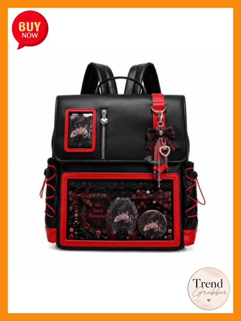 K-pop Ita Backpack, Large Transparent Display Window, Photocard Holder, Side